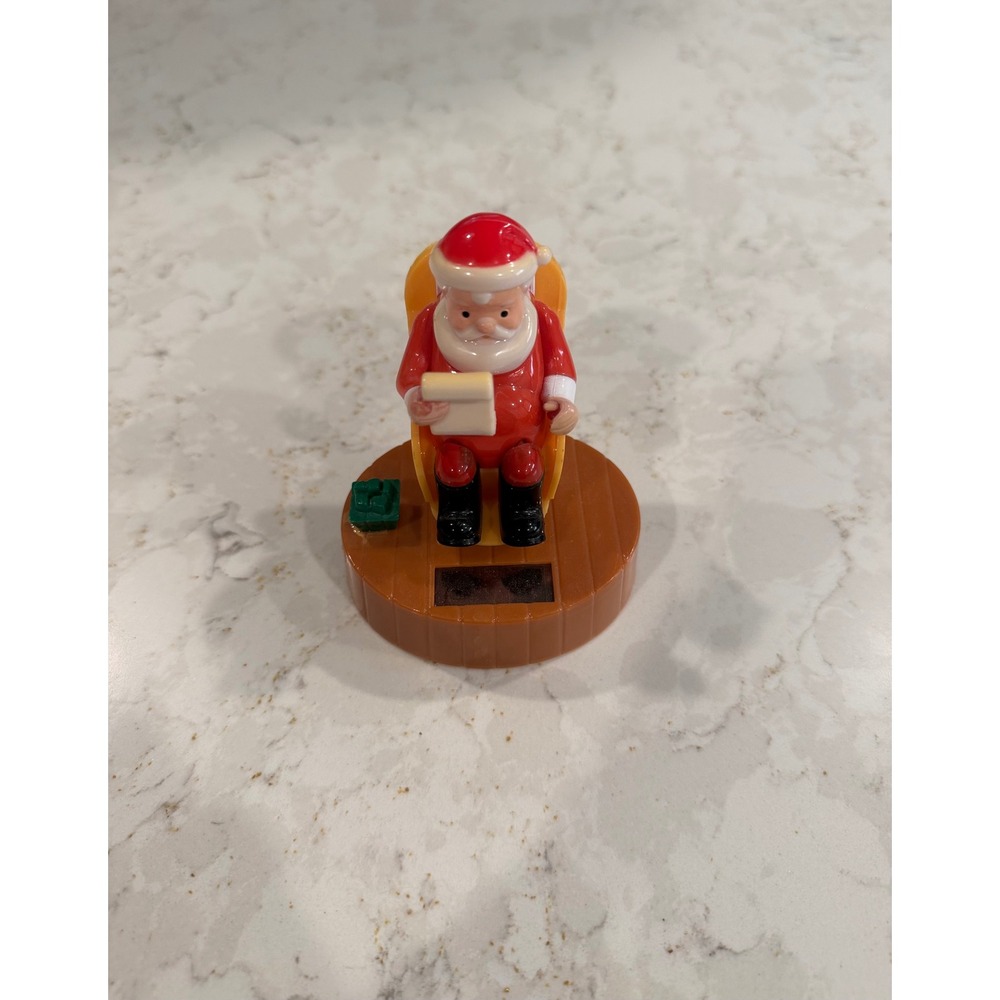 Solar Powered Dancing Santa Claus Rocking‎ Chair Christmas Figurine Brown Base